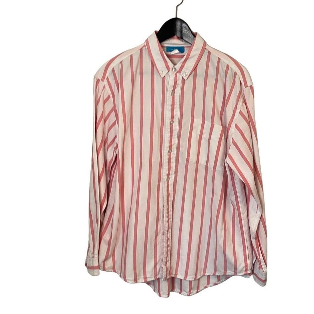 fresh produce Pink and White Striped Button-Down Shirt